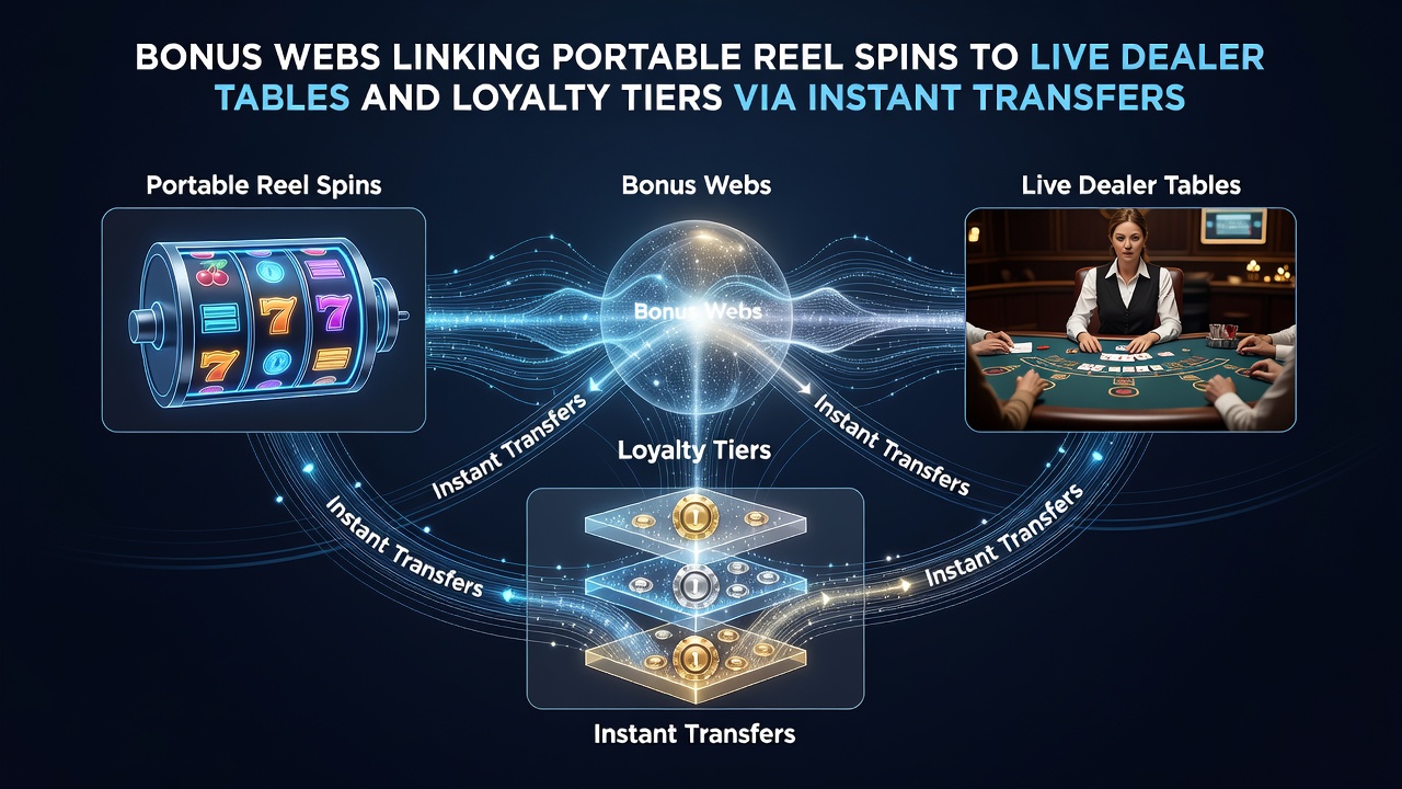 Diagram depicting loyalty tier progression linked to bonus transfers between slots and live tables