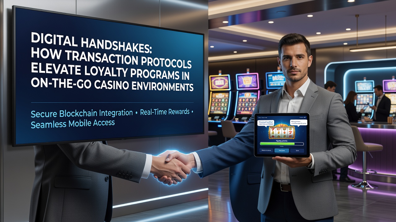 Secure digital handshake visualization showing encrypted data flow between mobile device and casino loyalty server