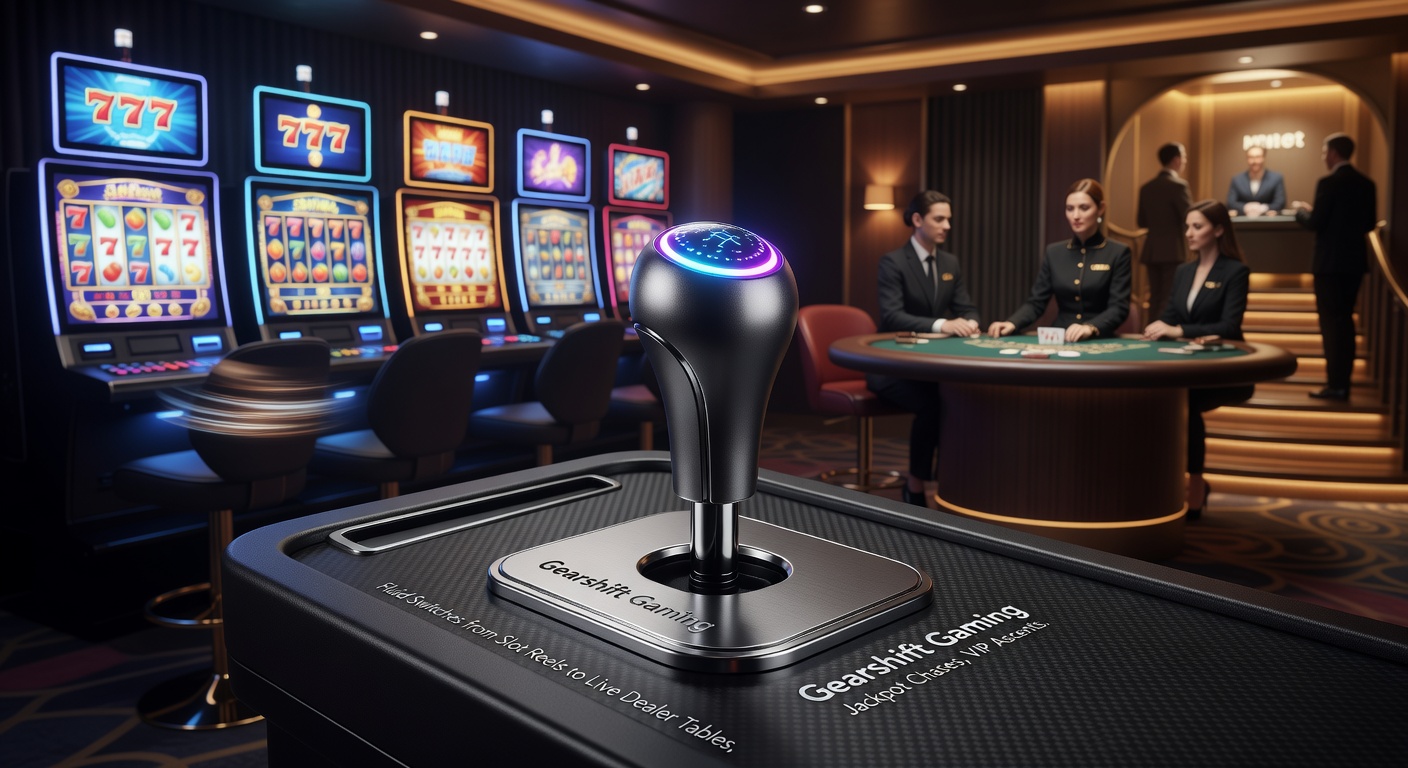 Screenshot of Gearshift Gaming VIP dashboard displaying tier progress, exclusive bonuses, and seamless access to live dealer tables and jackpot trackers on a sleek mobile interface